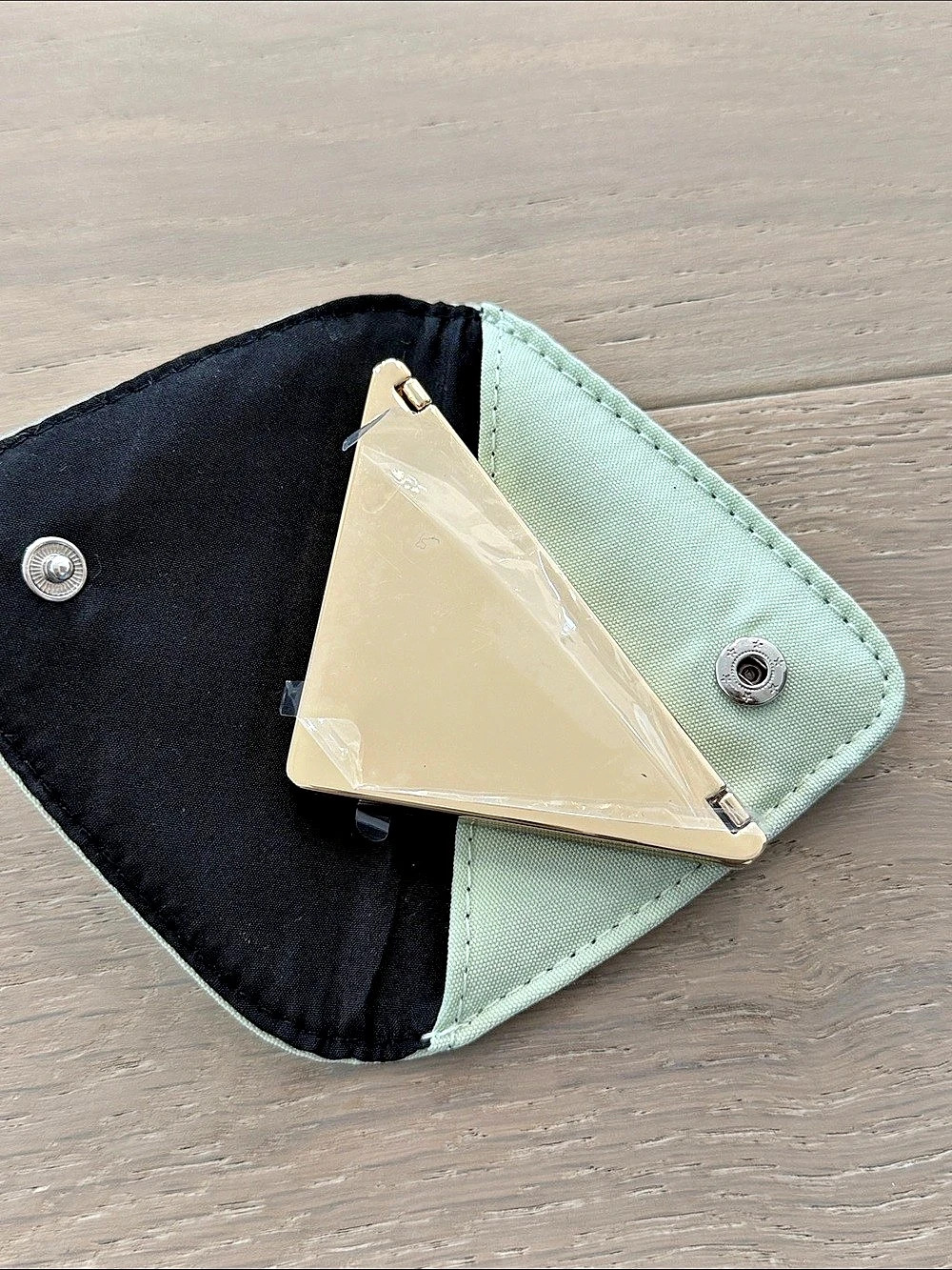 Prada Triangular Makeup Compact Mirror & Pouch Green - Picture 5 of 6